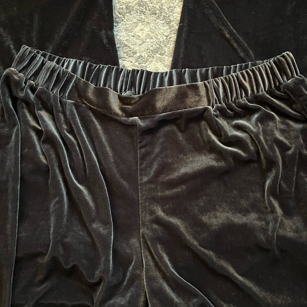 Coldwater Creek Wide Leg Lounge Palazzo Pants gray Metallic Velvet looking